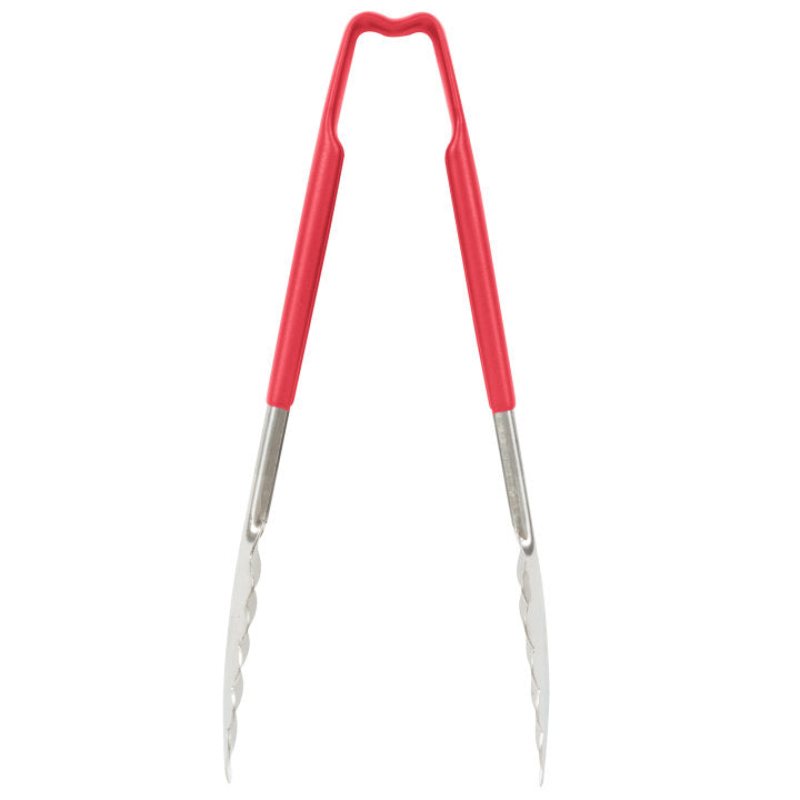 Vollrath 9.5" Scalloped Utility Tongs, Red Handed