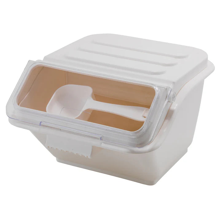 Winco 2 Gallon Ingredient Bin with Scoop, White