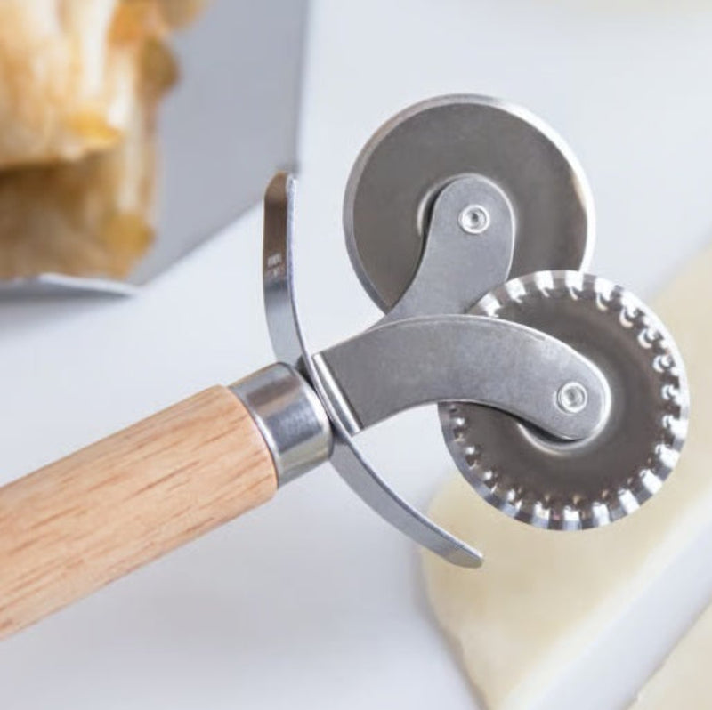 Fox Run Double Pastry Wheel, Wooden Handle