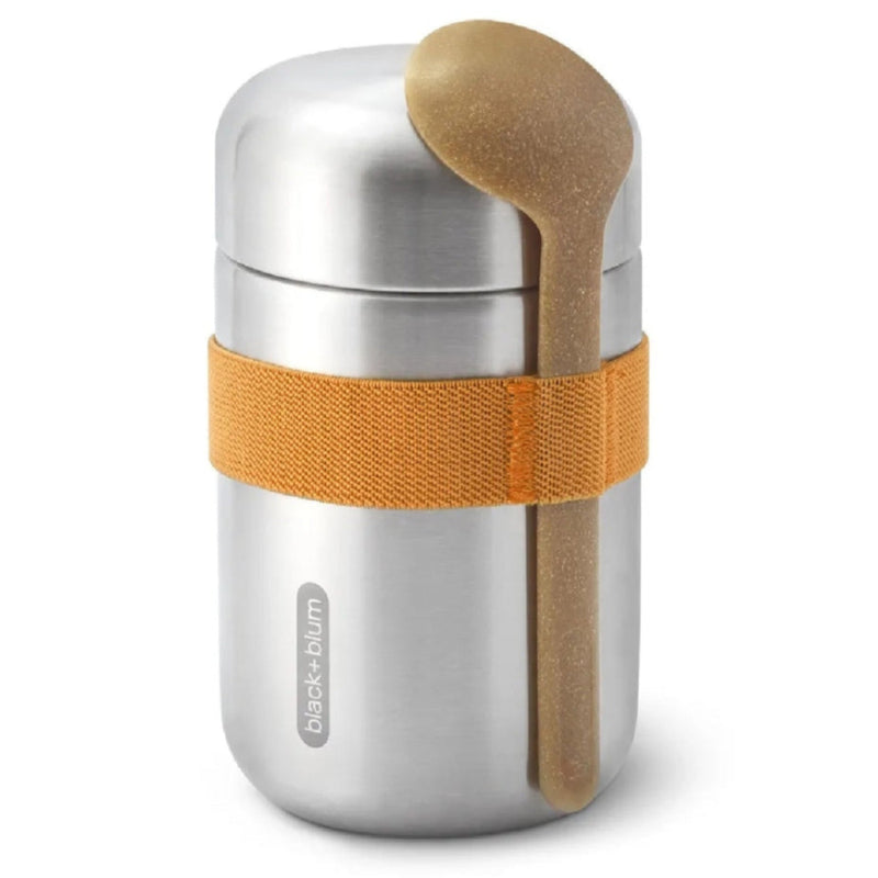 Black + Blum 400 ml Food Flask With Wood Fibre Spoon, Orange
