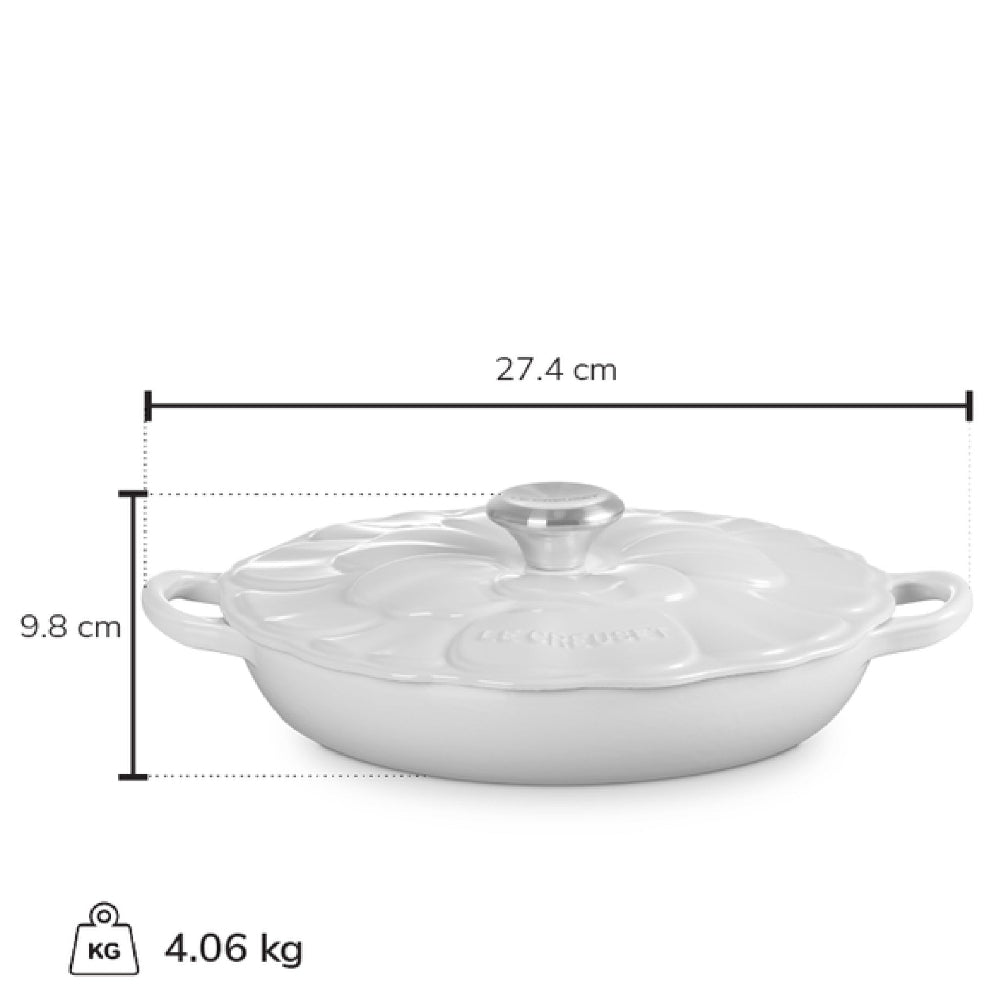 Le Creuset 2.2 Litre Petal Braiser, White