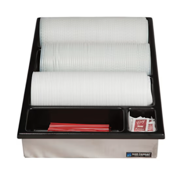 San Jamar Lid & Straw Organizer with 1 Straw Row & 3 Lid Rows