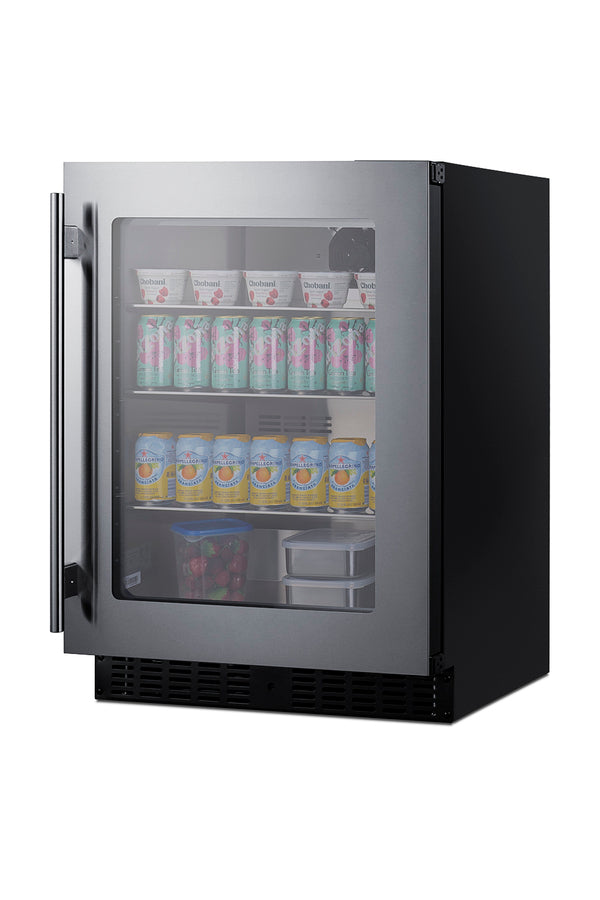 Summit Undercounter Beverage Cooler, Glass Door, S/S Interior