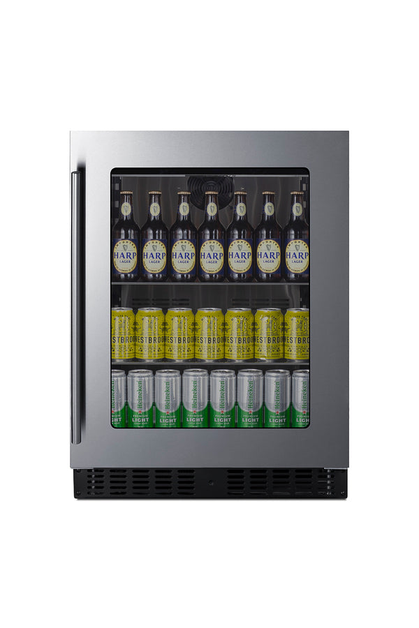 Summit Undercounter Beverage Cooler, Glass Door, S/S Interior