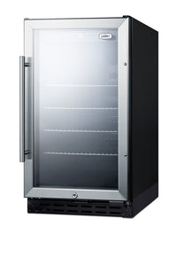 Summit 18" Wide Fridge, Glass Door, Built in/Free Standing Use