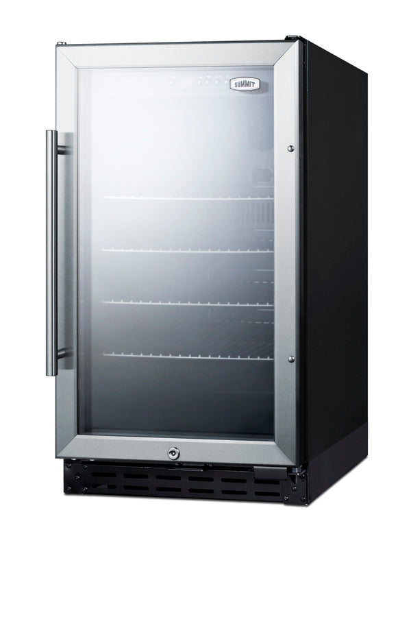 Summit 18" Wide Fridge, Glass Door, Built in/Free Standing Use