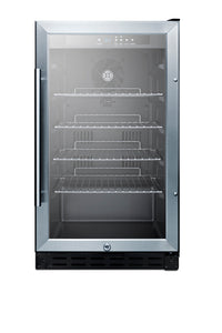 Summit 18" Wide Fridge, Glass Door, Built in/Free Standing Use