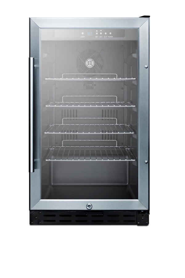 Summit 18" Wide Fridge, Glass Door, Built in/Free Standing Use