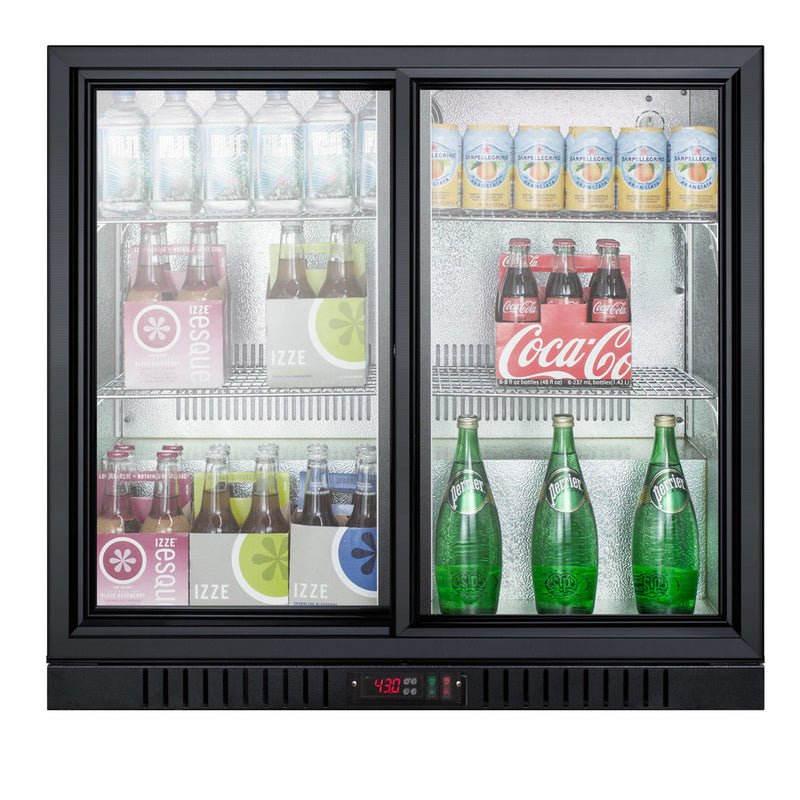 Summit Counter Height Beverage Cooler, Double Sliding Doors