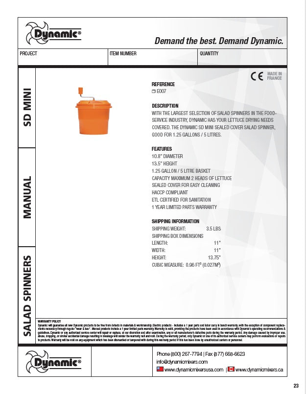 Spec Sheet