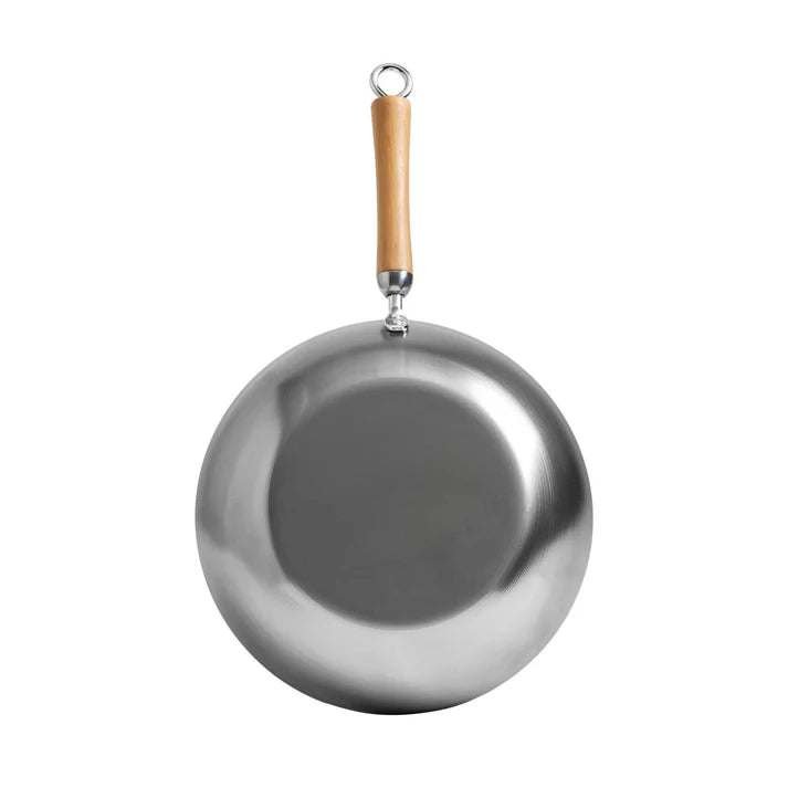 Winco 12" Carbon Steel Joyce Chen Stir Fry Pan With Birch Handles