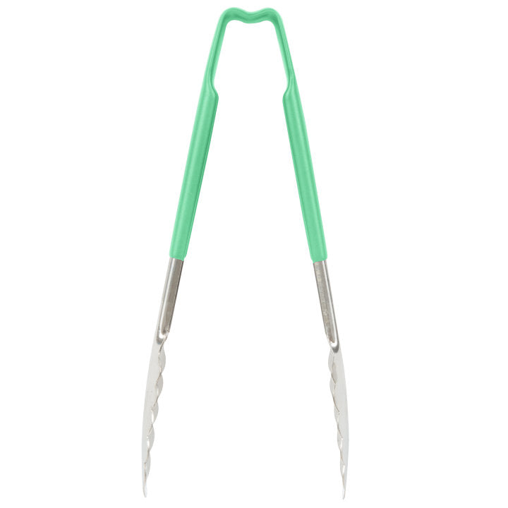 Vollrath 9.5" Utility Tongs, Green Handle