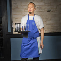 Winco Full Length Bib Apron with Pockets, Blue