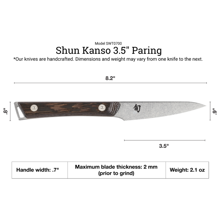 Shun Kanso 3.5" Paring Knife, Tagayasan Handle