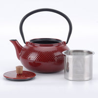Minimal 600074901878 20Oz Red Enameled Cast Iron Tea Pot Dot Pattern