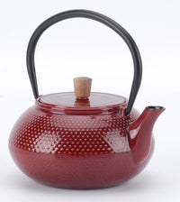 Minimal 600074901878 20Oz Red Enameled Cast Iron Tea Pot Dot Pattern