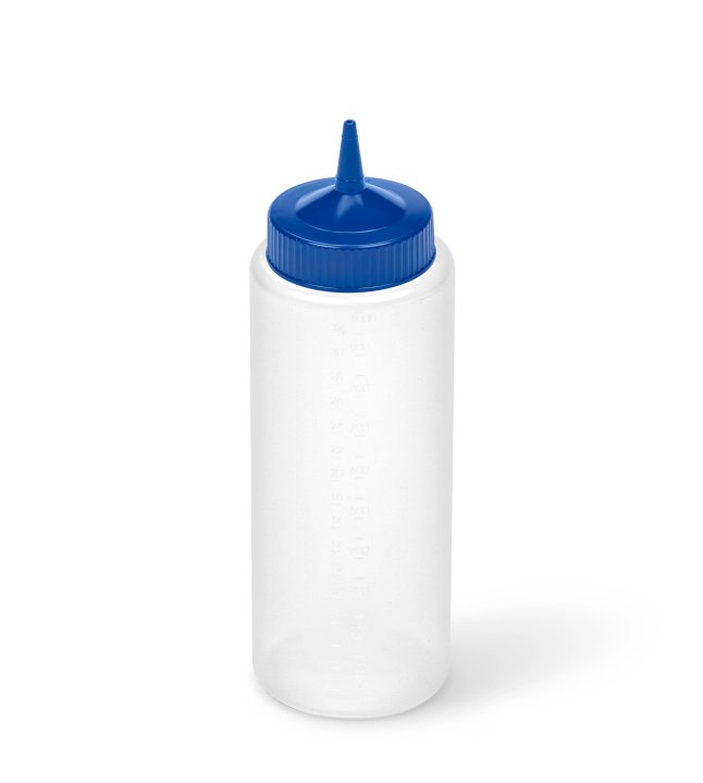 Vollrath 32 Oz Wide Mouth Clear Squeeze Bottle with Blue Cap