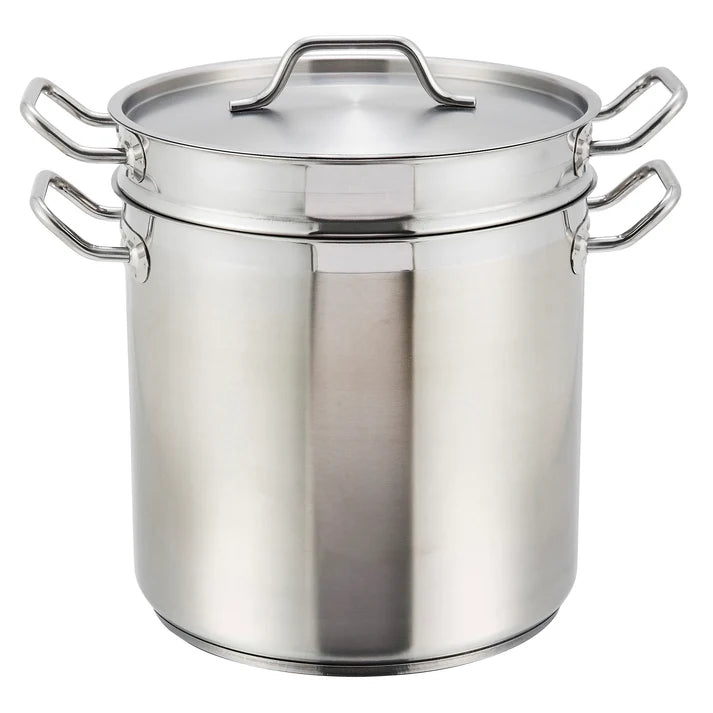 Winco 12 Qt Stainless Steel Double Boiler with Cover