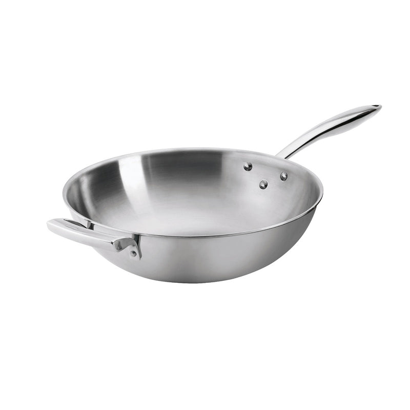 Thermalloy Triply 14" Wok, Stainless Steel