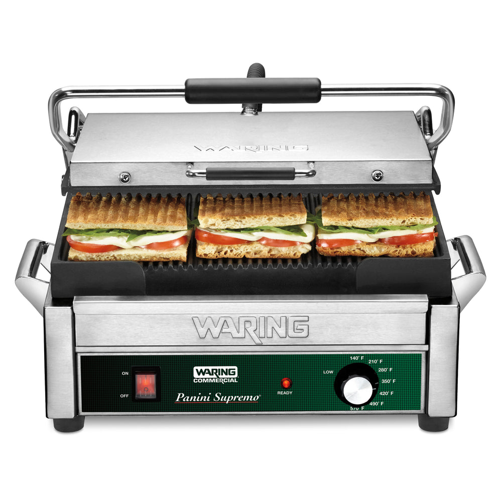 Waring WPG250B Supremo 14.5" x 11" Panini Grill with Grooved Plates, 208V