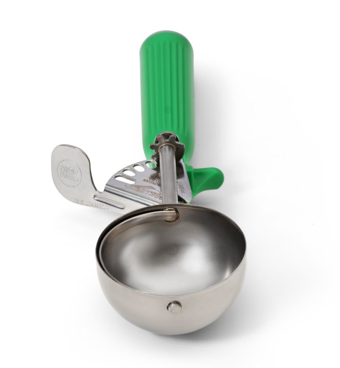 Vollrath 2.66 Oz Disher #12, Green Handle